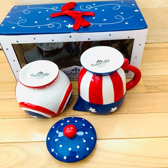 Carnival Cottage by Johanna Parker patriotic cream and sugar set - Picture 10 of 13